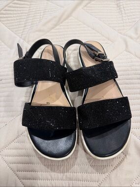 Aldo’s Women’s Black Sparkle Strap Sandals - Stylish Comfort size 7